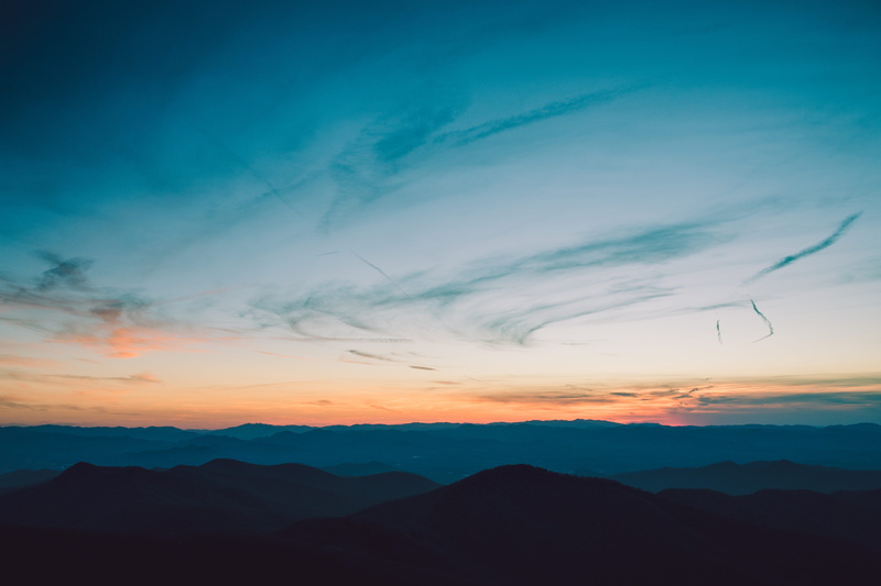 sky, aerial, sunset, environment, outdoor, cloud, blue ridge mountain, dawn, dusk, 5K, nc, sunrise, view, mountains, tranquility, blue hour, idyllic, orange color