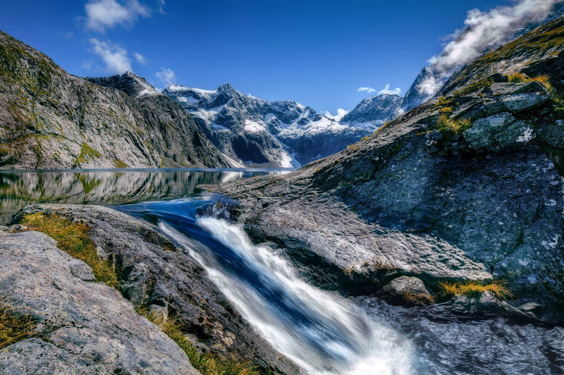 New Zealand, landscapes, waterfall, solid, tranquility, River, beauty In Nature, rock, photos, mountain Peak, nature, motion, zealand, mountain Range, scenics - nature