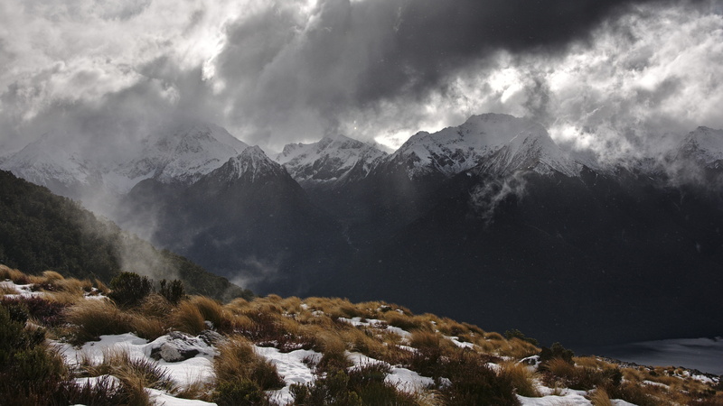 sky, scenics - nature, environment, tranquility, coniferous tree, cloud - sky, nature, landscape, travel, snowcapped mountain, outdoors, pine tree, new zealand