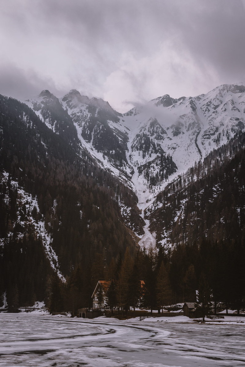 plant, 5K, cloudy, ice, tranquil scene, pond, purple, snowcapped mountain, cold temperature, tree, cloud, mountain, tranquility, cold, winter, storm, mountain range