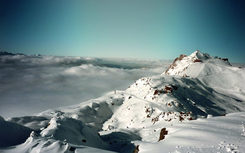 1080P, Mount Hood, rock, snow, sky