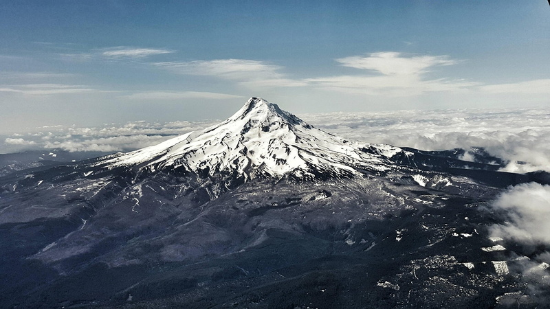 clouds, Mount Hood, snow, Oregon, 1080P, landscape