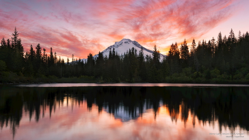 lake, hood, mirror, oregon, Mountains, mount, 2K