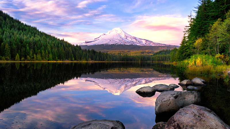 Mount Hood, 4K, Lake, Mountains
