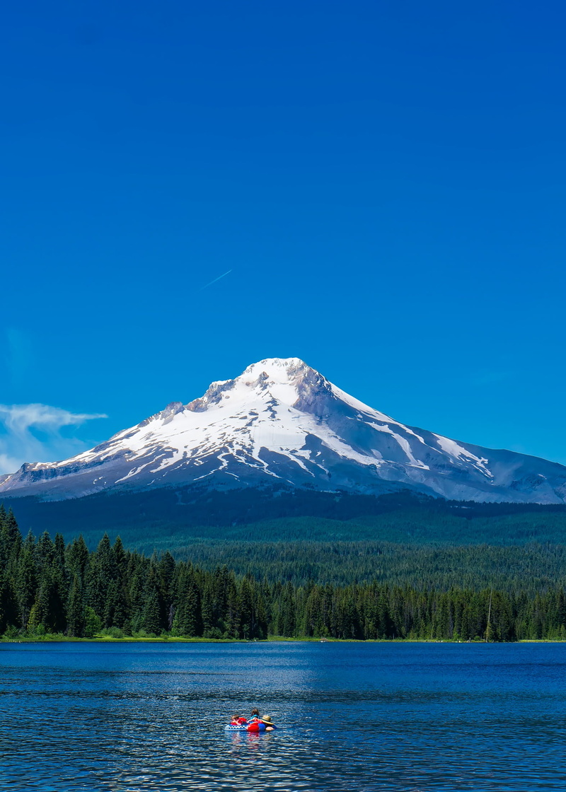 trillium lake, body, wilderness, trees, tranquil scene, country, lake, day, mountain range, scenics - nature, oregon, near, sky, mount hood, woods, cold temperature