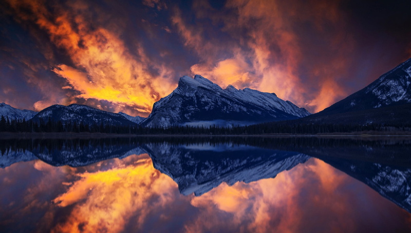 Banff, Vermilion Lake, the sky, John S, mountains, Canada, 1080P