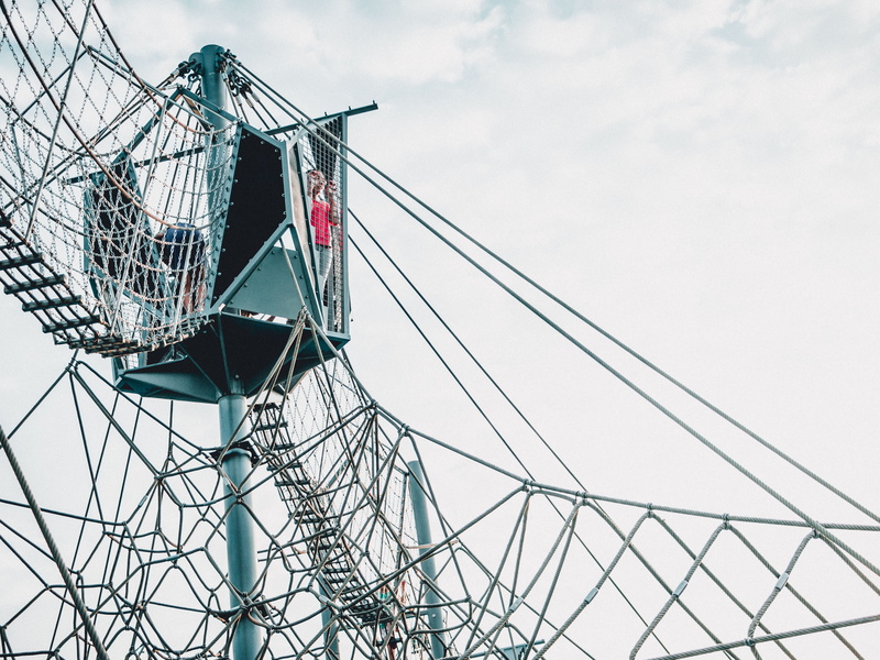 extreme, stand, cloud - sky, minimalism, cable, structure, standing, park, day, metal, leisure activities, 4K, extreme sport, woodland, connector, construction industry
