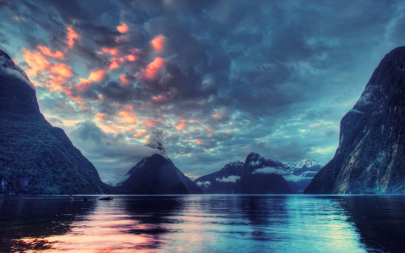 Milford Sound, clouds, water, 1080P, nature, sky, landscape
