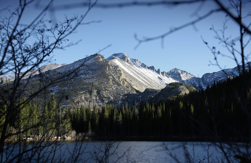 mountain, united states, estes park, tranquility, snowcapped mountain, plant, non-urban scene, longs peak, colorado, lake, outdoors, environment, nature
