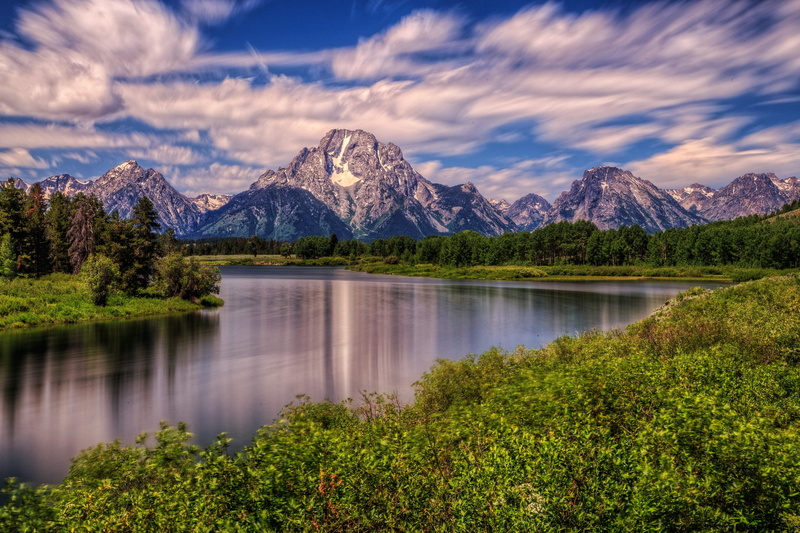 Snake River, green, 1080P, Grand Teton National Park, the snake river, Wyoming, Grand Teton, Mount Moran, plant