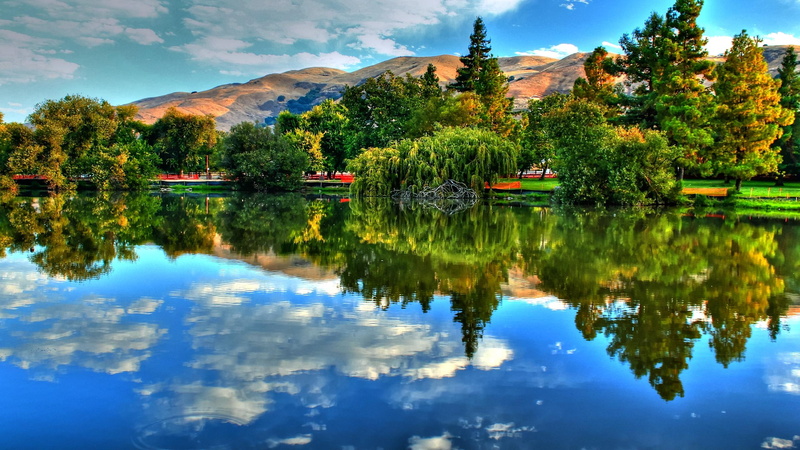 smooth, pretty, reflections, 2K, 3d and abstract, beautiful, autumn, zentastic, pristine, mirror