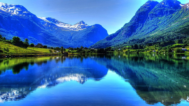 3d and abstract, nuance, smooth, clear, deep, norwegian, 1080P, oldevatnet, blue, pristine, beautiful