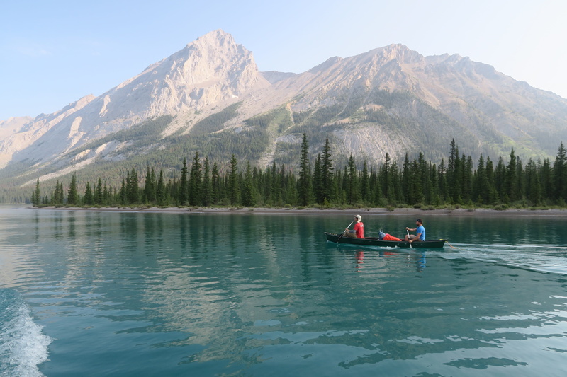 rowboat, boat, maligne lake, paddle, men, landscape, water, nature, transportation, nautical vessel, mountain range, mode of transportation, riding, tranquil scene