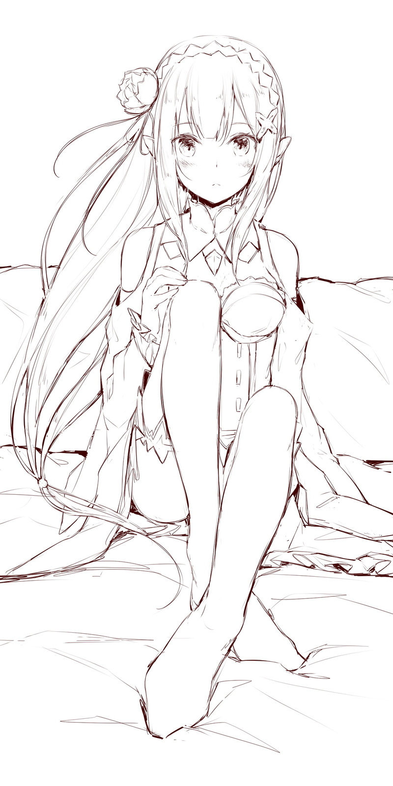 bare tree, indoors, 2K, abstract, nature, studio shot, cut out, sky, sketch, white color, digital composite, Emiria (Re:Zero), Re:Zero Kara Hajimeru Isekai Seikatsu