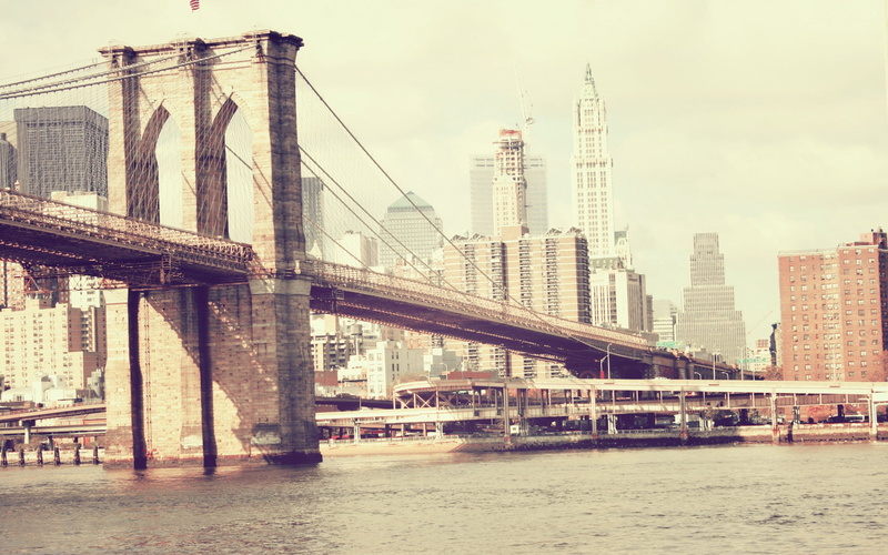 sunset, bay, waterfront, bridge, urban Skyline, dumbo, financial District, connection, brooklyn - New York, black And White, 1080P, architecture, panoramic