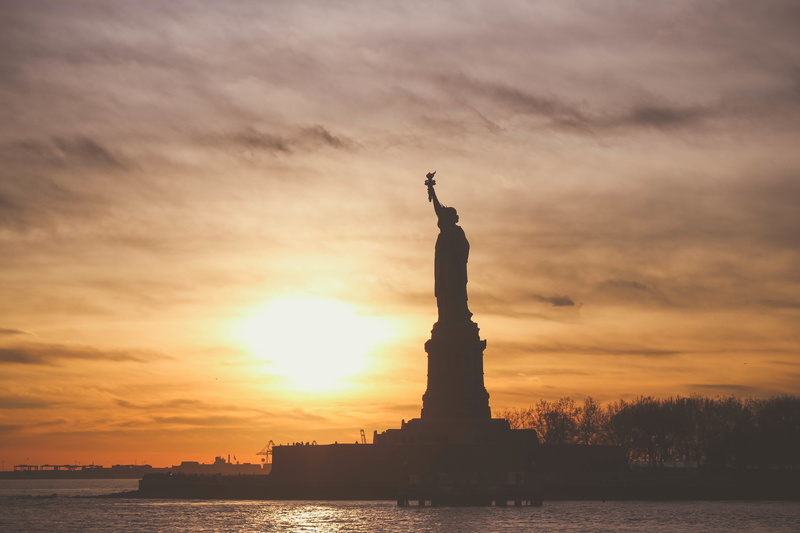 5K, monument, sky, sculpture, night, orange color, uSA, blue, new York City, outdoors, freedom, no people, urban Scene, liberty Island, famous Place, architecture