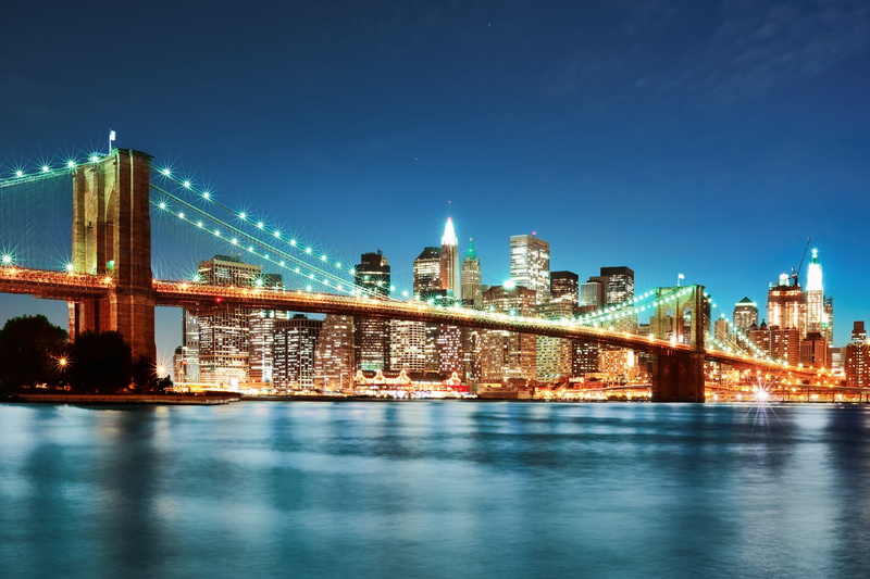 the Americas, cityscape, sky, travel, urban Scene, lower Manhattan, Brooklyn bridge, downtown District, uSA, outdoors, famous Place, city, long exposure