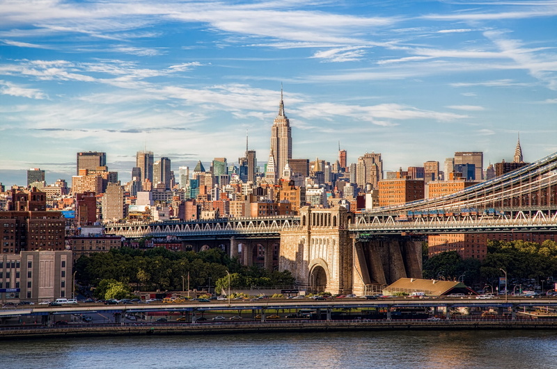 downtown District, sunset, travel, architecture, city Life, bridge - Man Made Structure, famous Place, lower Manhattan, city, building, connection, skyscraper
