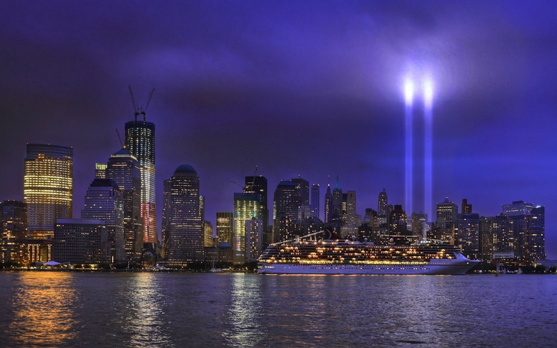 1080P, rivers, river, world, center, constructions, hudson, cityscapes, trade, art, new, york, hd, cruise, lights, World Trade Center, manhattan, nature