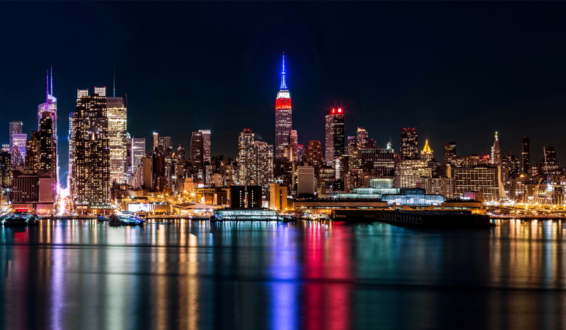 building, lower Manhattan, street Light, photo, skyscraper, travel Destinations, reflection, night, twilight, finance, blue, outdoors, harbor, lighting Equipment
