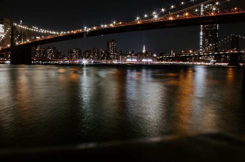 illuminated, dock, reflection, bridge - man made structure, city, connection, united states, town, building, long exposure, urban, sky, transportation