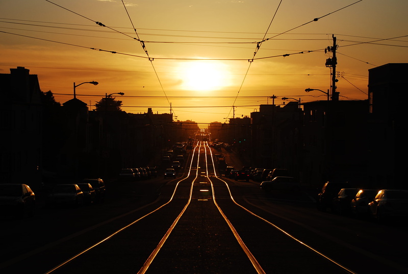 train, urban Scene, dark, street, no people, hour, silhouette, connection, busy, photography, orange color, railroad, cable, vanishing point, car, electricity