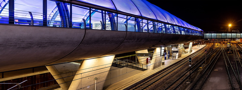 railway, city, railroad station, railroad track, illuminated, bridge - man made structure, railroad station platform, 2K, subway train, near, brown, station