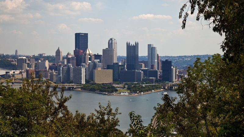 1080P, tall - high, plant, cloud - sky, financial district, building, building exterior, tree, water, architecture, outdoors, urban skyline, nature, Pittsburgh