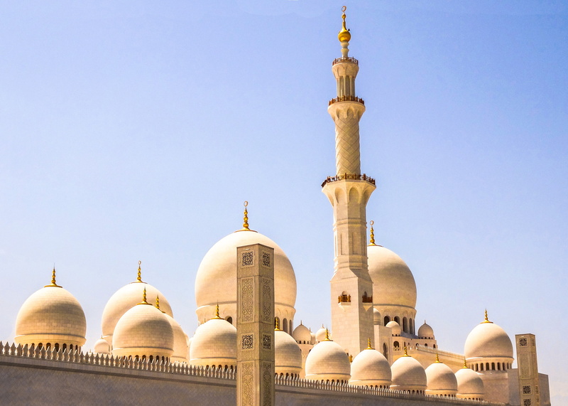 religion, monument, cultures, sun, blue, city, clear sky, belief, no people, doha, ornate, photography, famous Place, asia, place of worship, building exterior