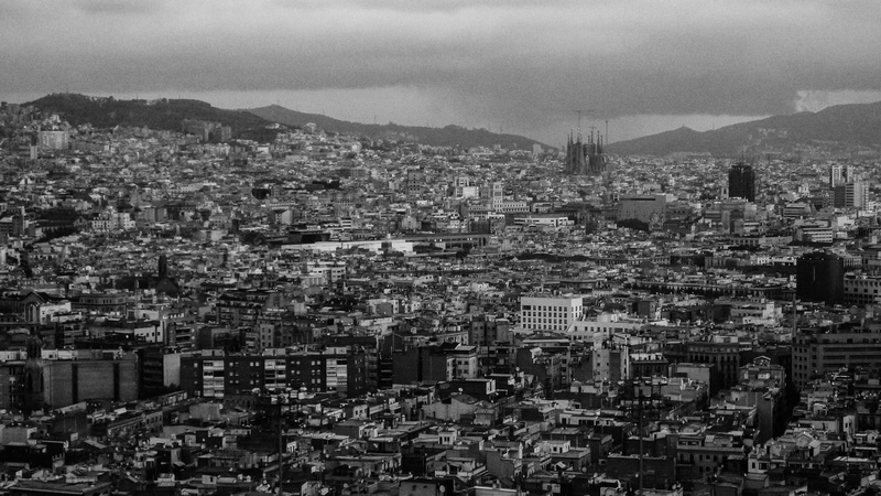 outdoors, sky, settlement, built structure, building, mountain, spain, city life, building exterior, barcelona, office building exterior, span, architecture