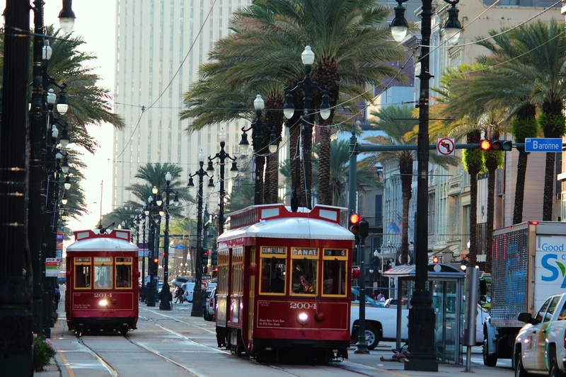 architecture, built structure, new orleans, nature, louisiana, building exterior, motion, land vehicle, tram, track, america, tree, public transportation