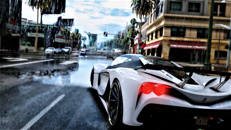 Sports car, Render, Rain, Grand Theft Auto  V, The game, Auto, Art, 1080P, GTA V