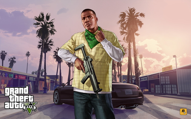 Franklin Clinton, tropical climate, urban Scene, adult, machine, outdoors, people, city, mode of transportation, architecture, front view, travel, Grand Theft Auto V