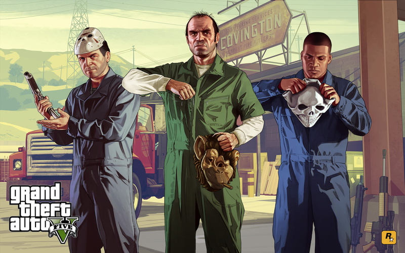 Video Game Art, Franklin Clinton, 2K, Trevor Philips, Grand Theft Auto, Michael De Santa, Rockstar Games, video games, Grand Theft Auto V