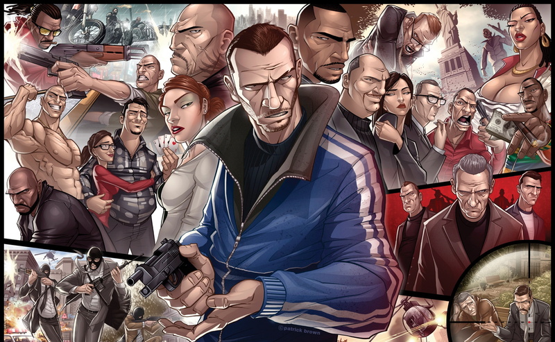 sport, excitement, looking, Grand Theft Auto, young men, sitting, GTA 4, men, group of people, young adult, Grand Theft Auto 4, video game, 2K