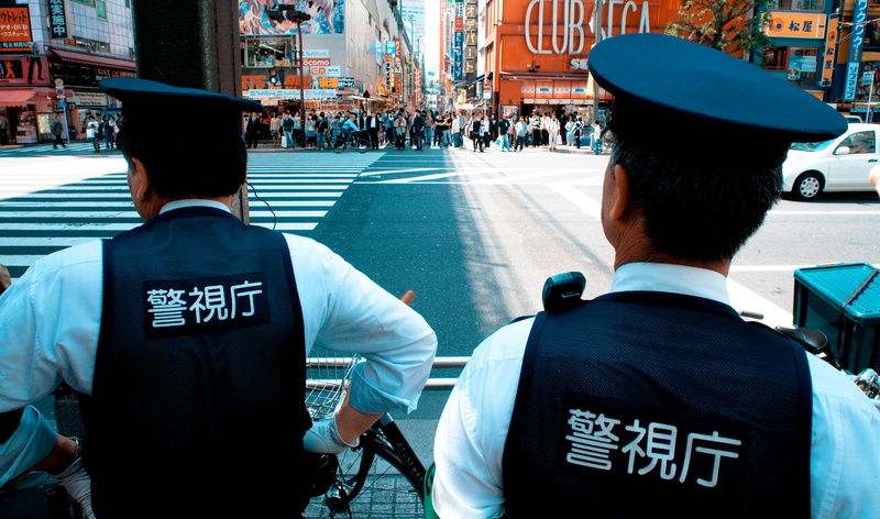 daytime, people, real people, outdoors, end, uniform, law, two, 4K, policemen, transportation, architecture, crosswalk, day, rear view, standing, street