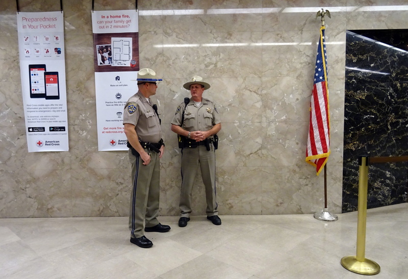 police, chp, architecture, young men, california highway patrol, cop, highway patrol, two people, standing, usa, california, communication, full length