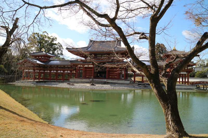 building, waterfront, sky, belief, place of worship, architecture, outdoors, byodo-in temple, no people, building exterior, 4K, plant, tree, built structure