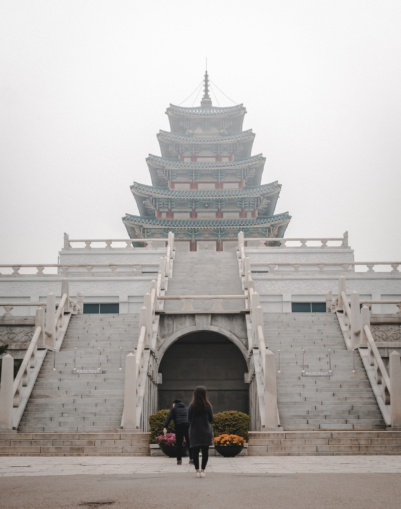 architecture, seoul, front, full length, built structure, gyeongbokgung palace, korea, day, men, palace, 4K, historical, asia, women, building exterior