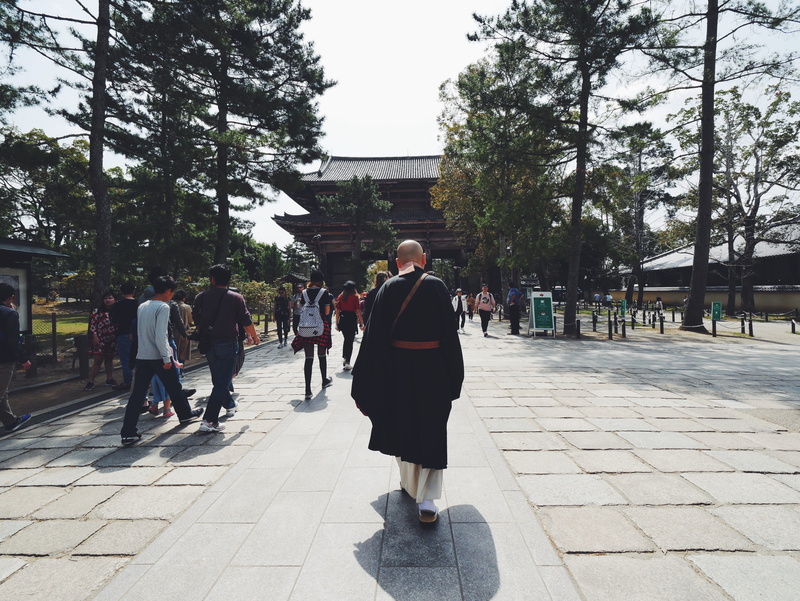 outdoors, city, lifestyles, nara prefecture, people, building exterior, built structure, tree, group of people, japan, temple, street, monk, nature, women