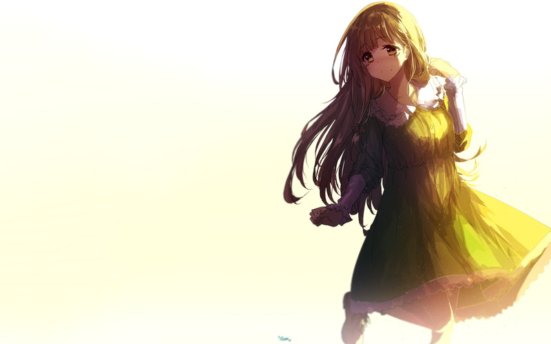 real people, beautiful woman, Fujinomiya Neko, looking at camera, teenager, yellow, dress, females, anime, 1080P, hair, long hair, wind, lifestyles, outdoors