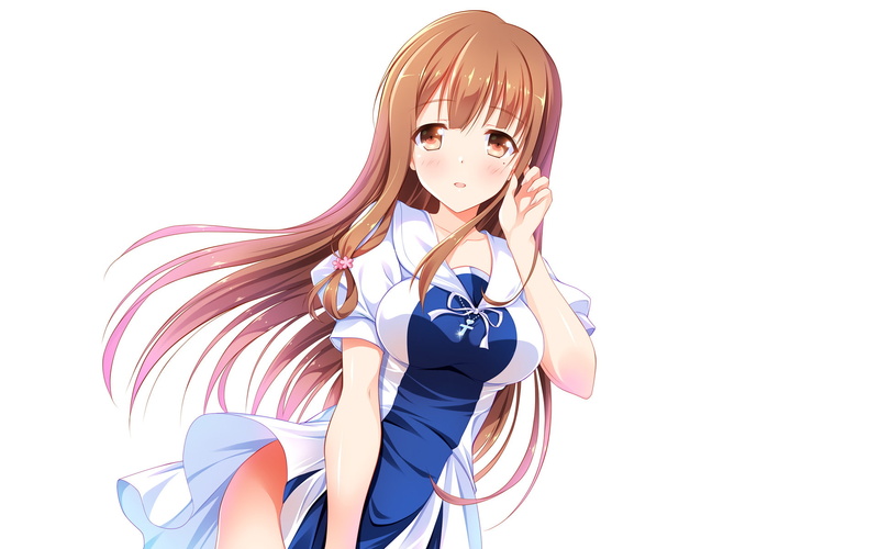 white background, offspring, Neko Fujinomiya, blue, women, Masamune-kuns Revenge, child, 1080P, females, looking at camera, costume, childhood, copy space