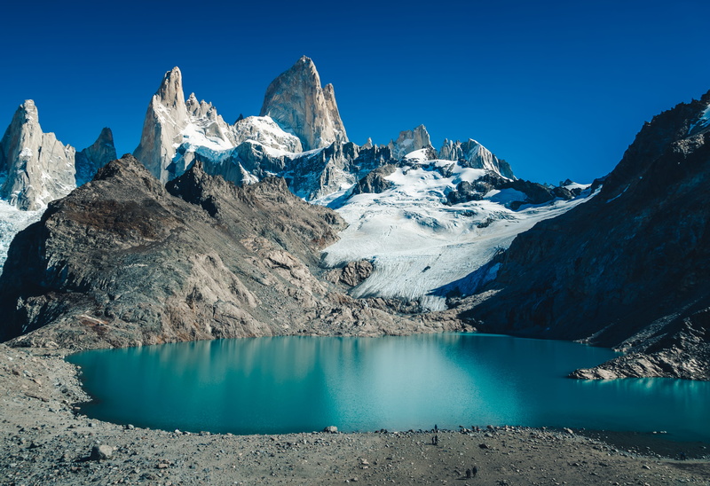 sky, mountain, snowcapped mountain, summer, body, lake, surrounded, tranquil Scene, turquoise colored, snow, covered, tranquility, mountains, landscape