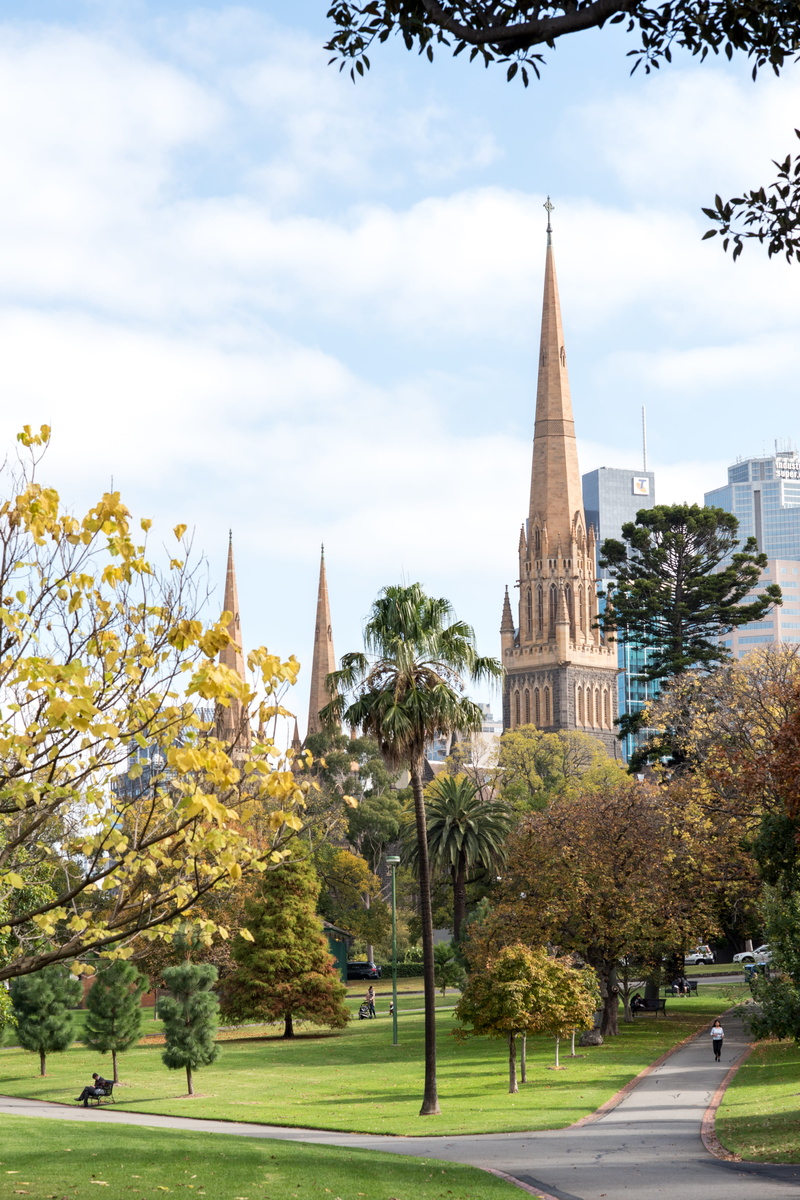 sky, nature, growth, building exterior, no people, steeple, religion, cathedral, australia, tower, day, catholic, melbourne, 5K, belief, built structure