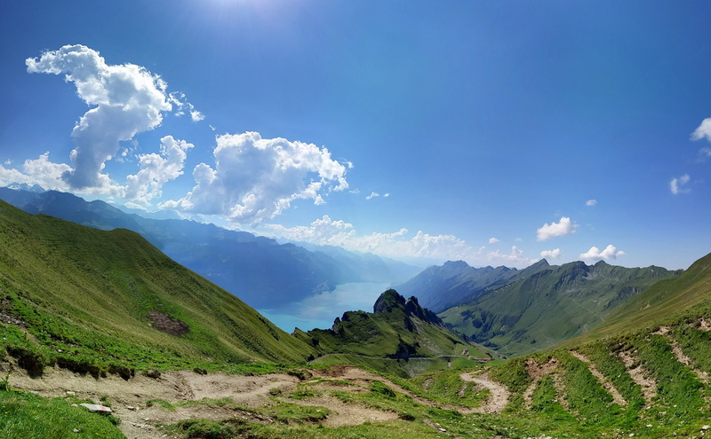no people, beauty in nature, sky, travel destinations, idyllic, lush, environment, mountain, grass, near, tranquil scene, lake, switzerland, travel, nature