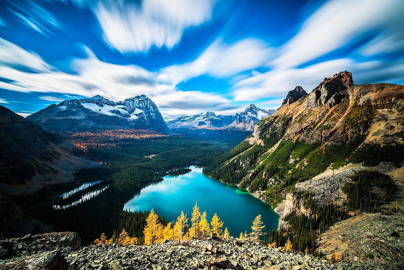 turquoise, clouds, Yoho National Park, mountains, snowy peak, Canada, long exposure, sky, colorful, water, landscape, lake, forest, nature, 720P