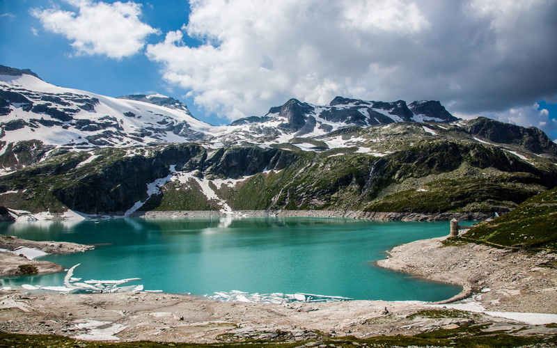 landscape, emerald, mountain, mountains, lake, 2K