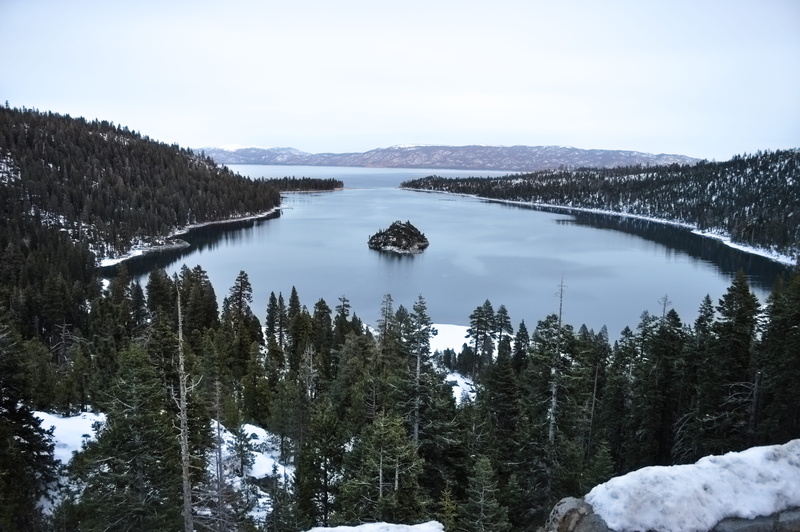 sky, snowcapped mountain, tree, 5K, winter, beauty in nature, snow, tranquil scene, lake, forest, hiking, day, emeraldbay, emerald bay, cold temperature