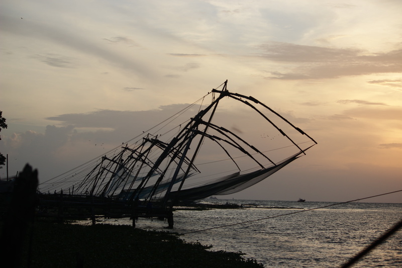 kerala, sea, sky, beauty in nature, fishing industry, sailboat, kochi, nautical vessel, mode of transportation, fishing net, nature, 5K, tranquility, outdoors