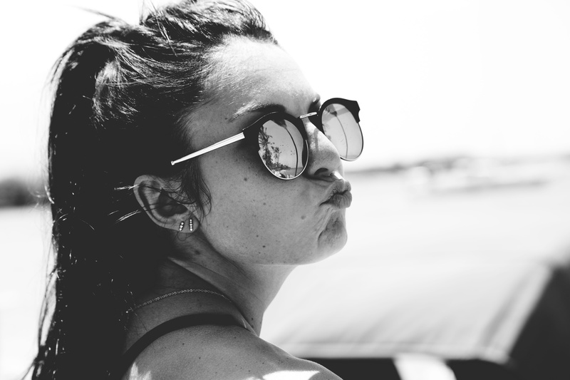 lifestyles, profile view, 5K, human face, girl, glasses, waikoloa village, nature, close-up, looking away, black and white, united states, kiss, real people